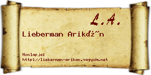 Lieberman Arikán névjegykártya